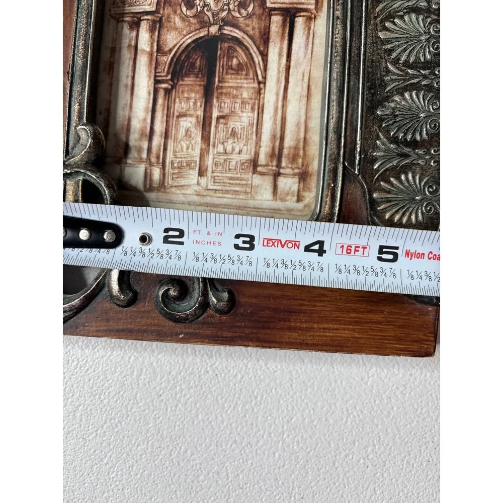 Ornate Heavy Picture Frame 4x6 Brown Silver Baroque Tabletop Scroll
